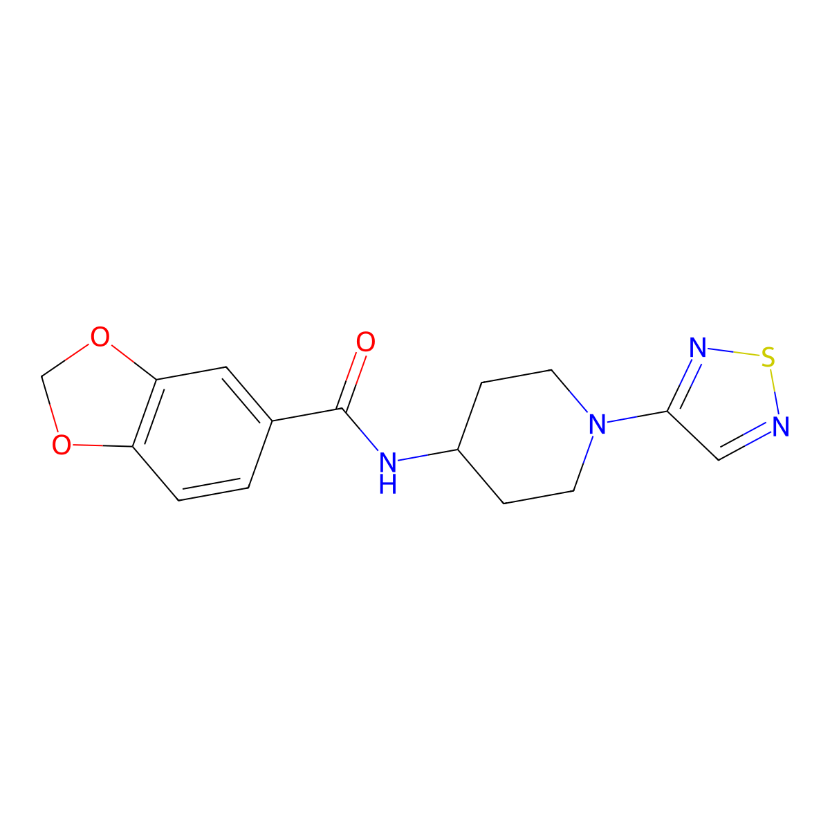 N-(1-(1,2,5-thiadiazol-3-yl)piperidin-4-yl)benzo[d][1,3]dioxole-5-carboxamide molecular structure, CAS 2034378-67-9