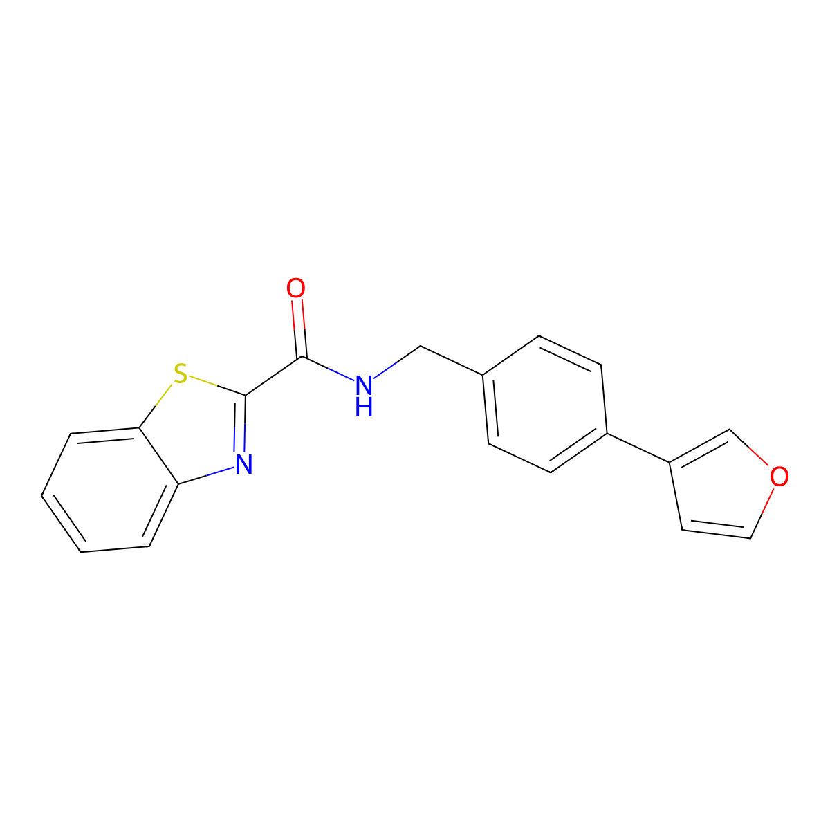 N-(4-(furan-3-yl)benzyl)benzo[d]thiazole-2-carboxamide molecular structure, CAS 2034378-70-4