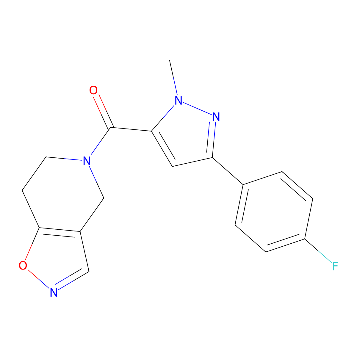 (6,7-dihydroisoxazolo[4,5-c]pyridin-5(4H)-yl)(3-(4-fluorophenyl)-1-methyl-1H-pyrazol-5-yl)methanone molecular structure, CAS 2034378-79-3