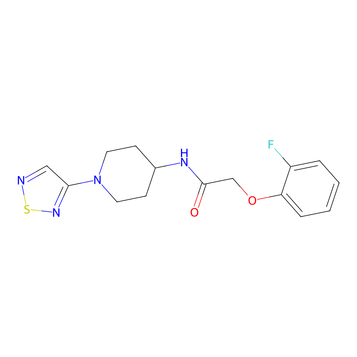 N-(1-(1,2,5-thiadiazol-3-yl)piperidin-4-yl)-2-(2-fluorophenoxy)acetamide molecular structure, CAS 2034378-82-8