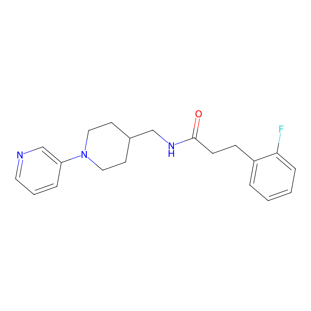 3-(2-fluorophenyl)-N-{[1-(pyridin-3-yl)piperidin-4-yl]methyl}propanamide molecular structure, CAS 2034378-85-1