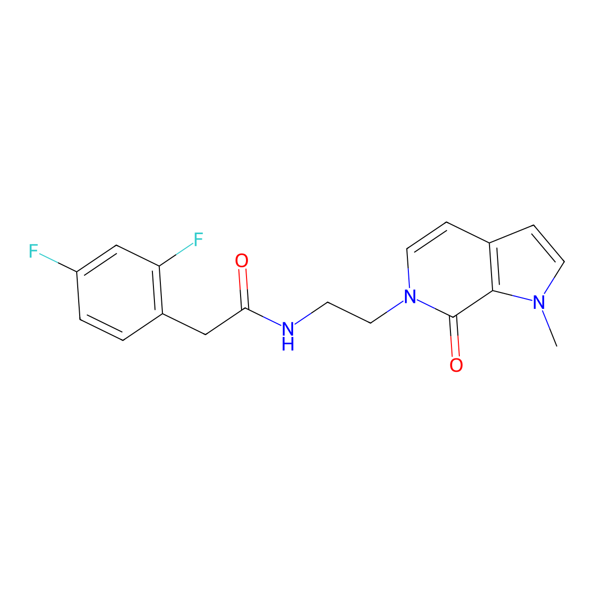 2-(2,4-difluorophenyl)-N-(2-(1-methyl-7-oxo-1H-pyrrolo[2,3-c]pyridin-6(7H)-yl)ethyl)acetamide molecular structure, CAS 2034378-92-0