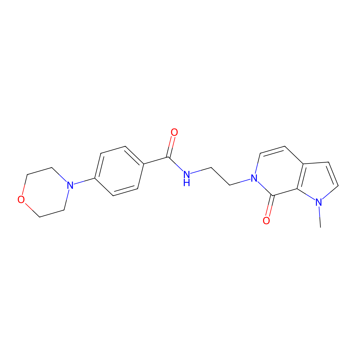 N-(2-(1-methyl-7-oxo-1H-pyrrolo[2,3-c]pyridin-6(7H)-yl)ethyl)-4-morpholinobenzamide molecular structure, CAS 2034378-99-7