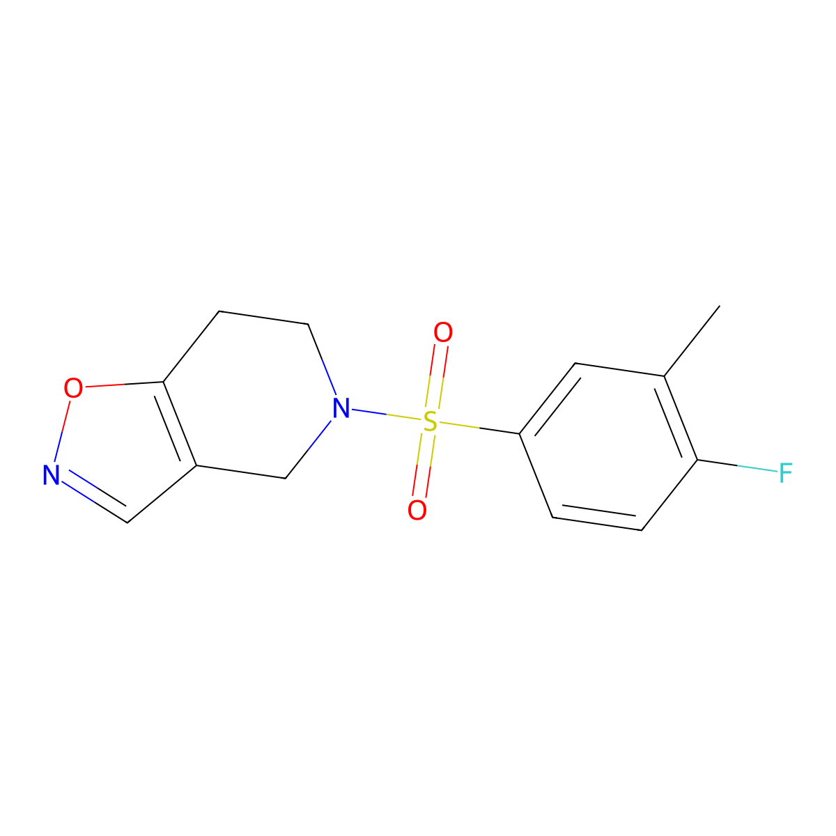 5-((4-Fluoro-3-methylphenyl)sulfonyl)-4,5,6,7-tetrahydroisoxazolo[4,5-c]pyridine molecular structure, CAS 2034379-02-5