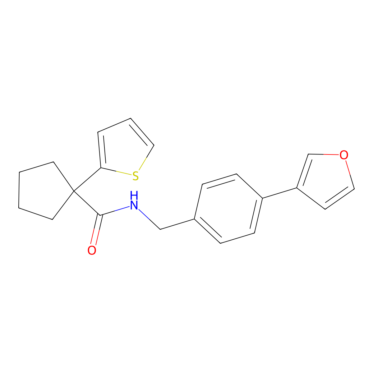 N-(4-(furan-3-yl)benzyl)-1-(thiophen-2-yl)cyclopentanecarboxamide molecular structure, CAS 2034379-19-4