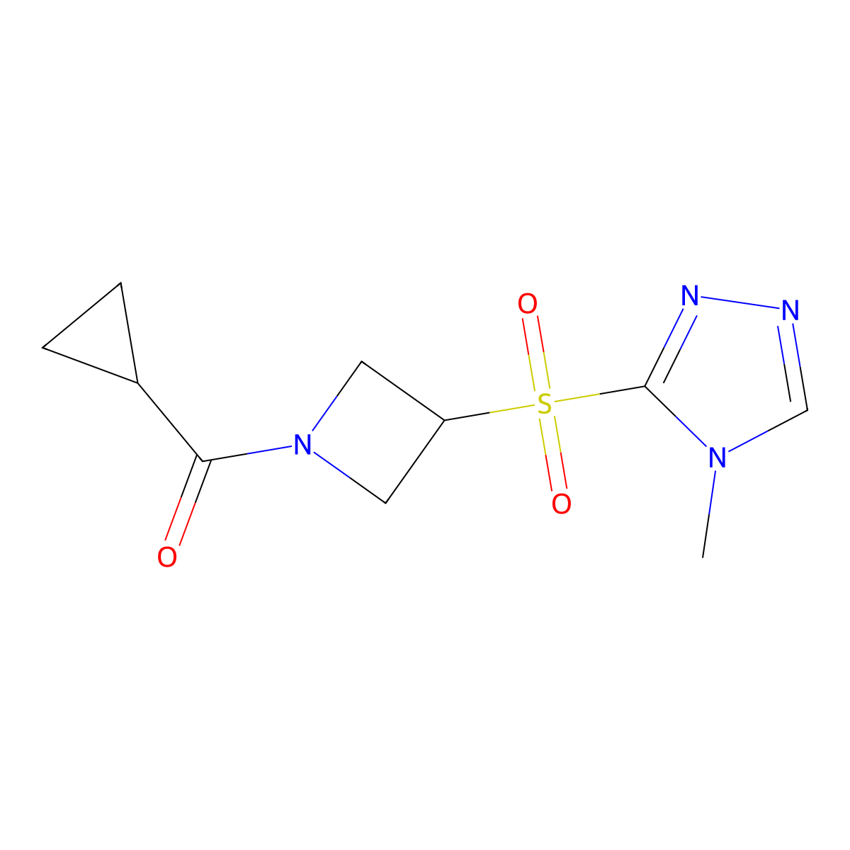 cyclopropyl(3-((4-methyl-4H-1,2,4-triazol-3-yl)sulfonyl)azetidin-1-yl)methanone molecular structure, CAS 2034379-26-3
