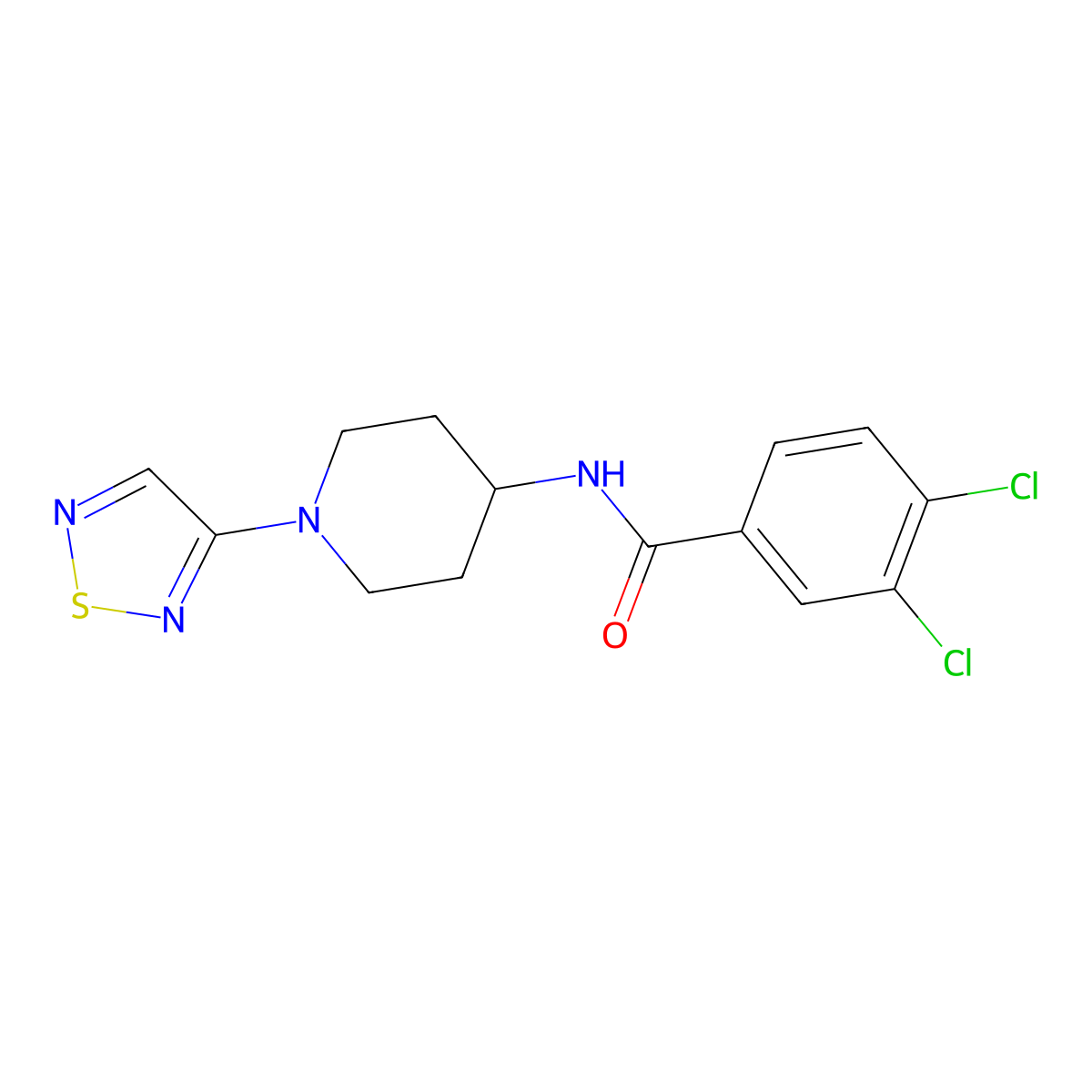 N-(1-(1,2,5-thiadiazol-3-yl)piperidin-4-yl)-3,4-dichlorobenzamide molecular structure, CAS 2034379-33-2