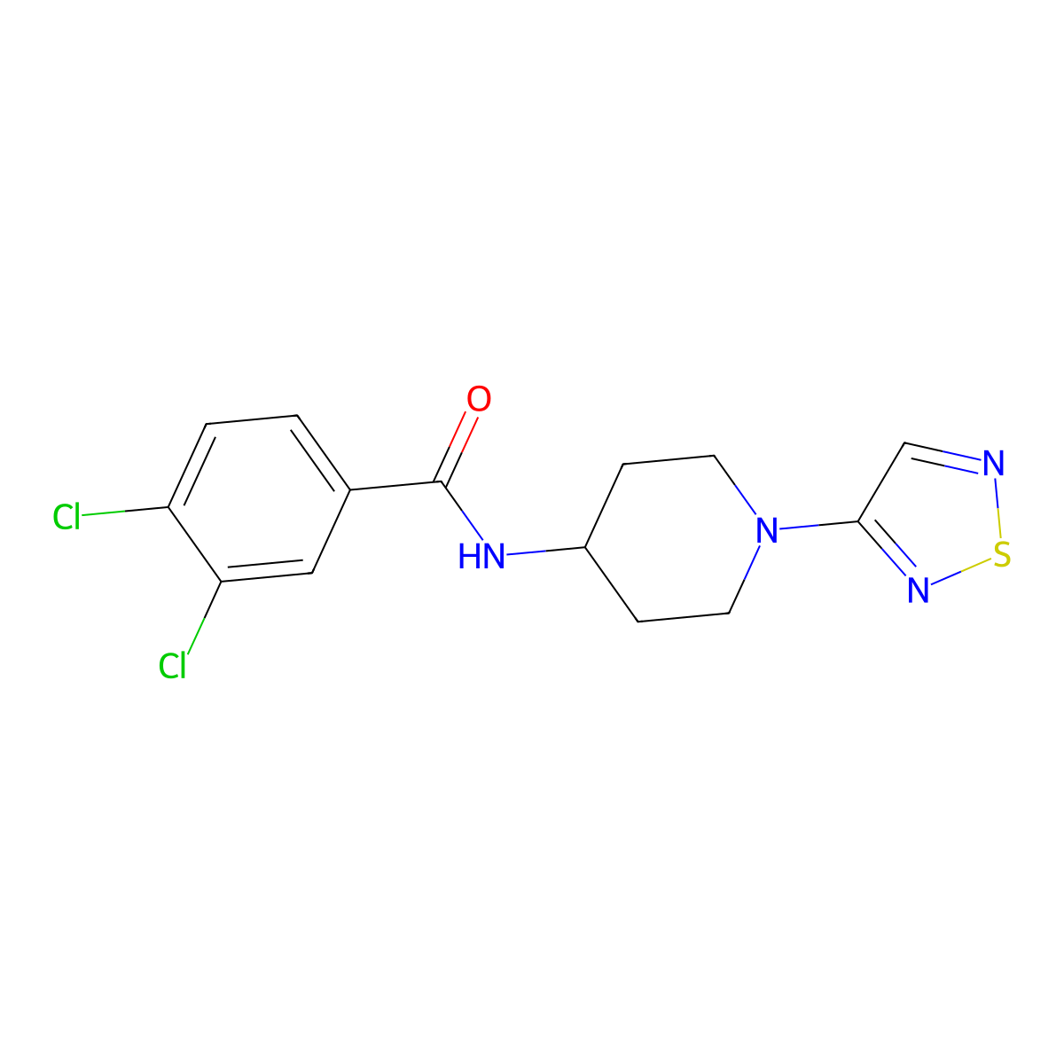 N-(1-(1,2,5-thiadiazol-3-yl)piperidin-4-yl)-3,4-dichlorobenzamide molecular structure, CAS 2034379-33-2
