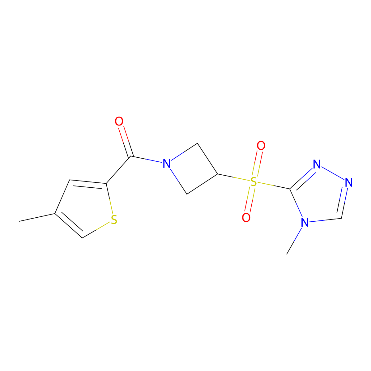 (3-((4-methyl-4H-1,2,4-triazol-3-yl)sulfonyl)azetidin-1-yl)(4-methylthiophen-2-yl)methanone molecular structure, CAS 2034379-34-3