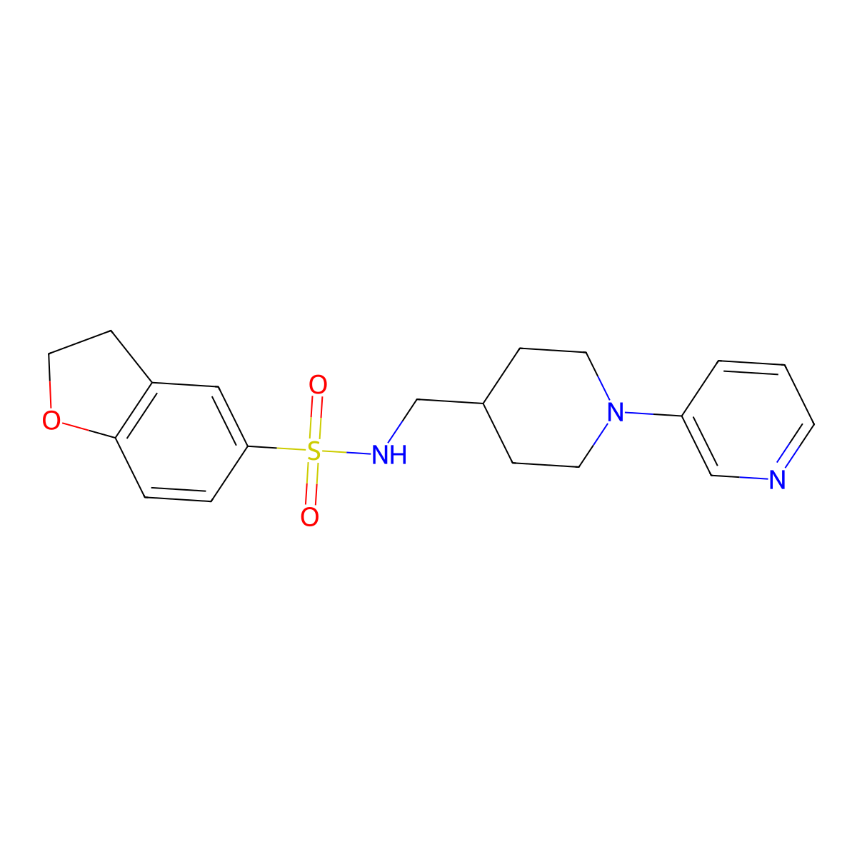 N-((1-(pyridin-3-yl)piperidin-4-yl)methyl)-2,3-dihydrobenzofuran-5-sulfonamide molecular structure, CAS 2034379-37-6