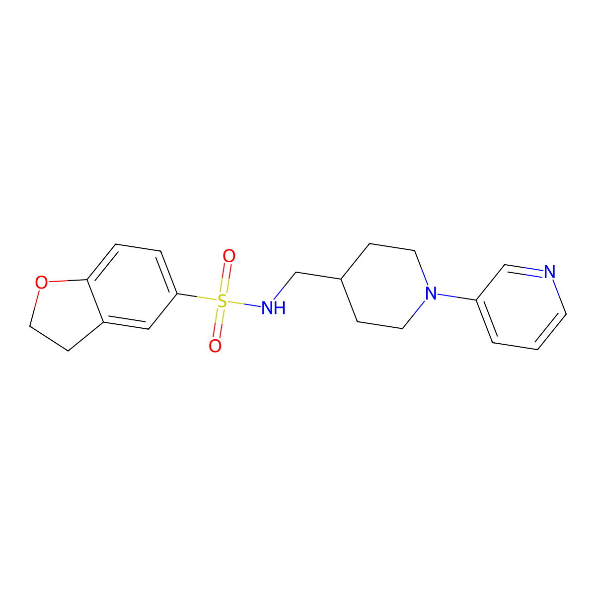 N-((1-(pyridin-3-yl)piperidin-4-yl)methyl)-2,3-dihydrobenzofuran-5-sulfonamide molecular structure, CAS 2034379-37-6