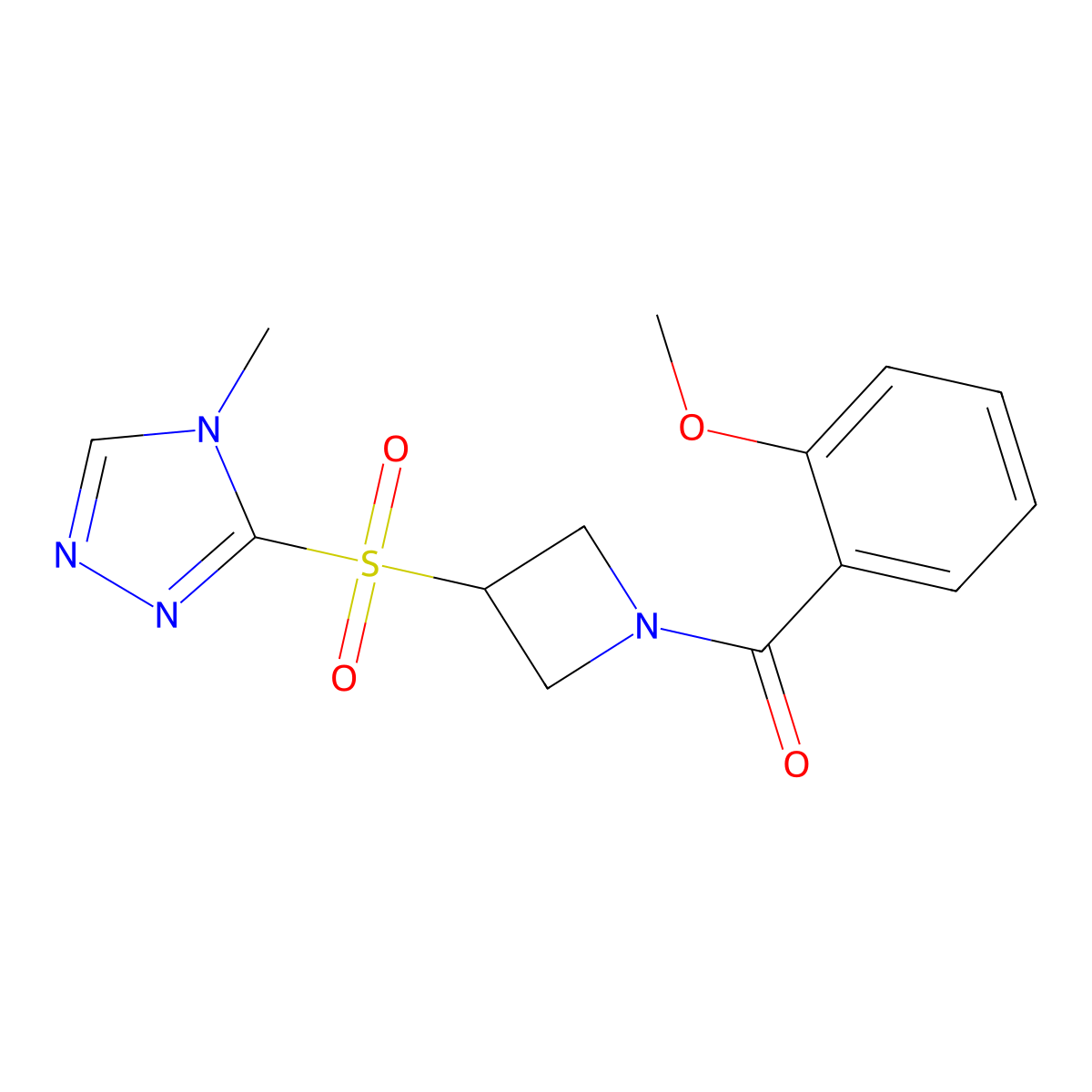 (2-methoxyphenyl)(3-((4-methyl-4H-1,2,4-triazol-3-yl)sulfonyl)azetidin-1-yl)methanone molecular structure, CAS 2034379-41-2
