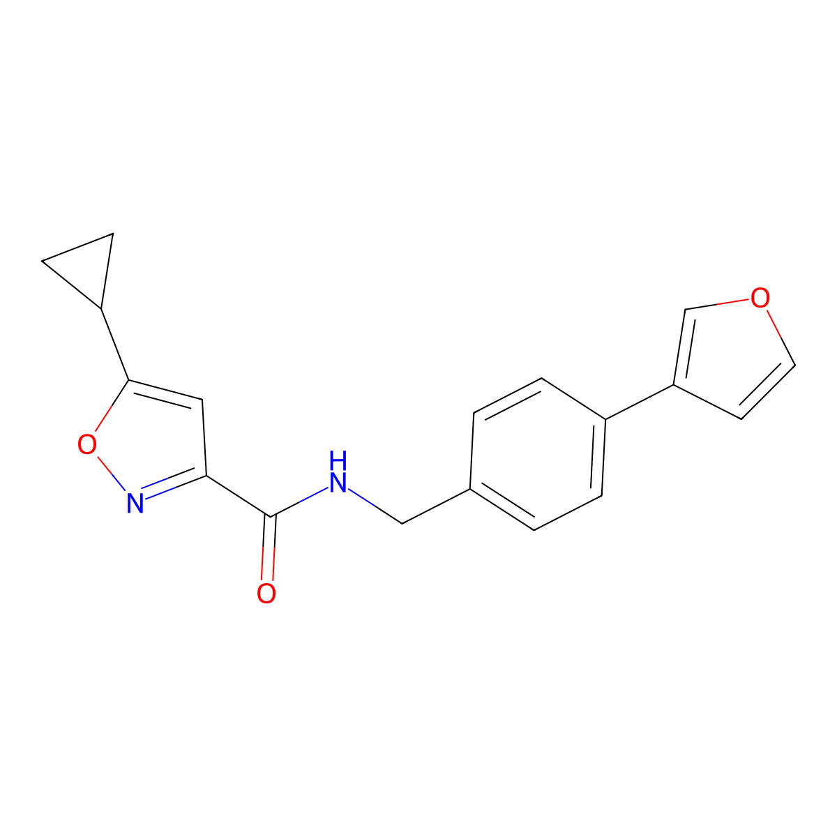 5-cyclopropyl-N-(4-(furan-3-yl)benzyl)isoxazole-3-carboxamide molecular structure, CAS 2034379-46-7