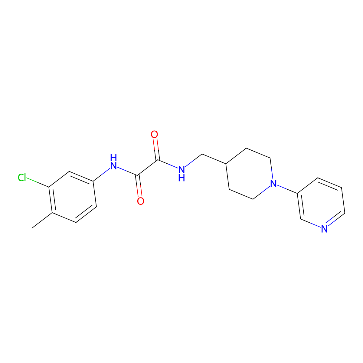 N1-(3-chloro-4-methylphenyl)-N2-((1-(pyridin-3-yl)piperidin-4-yl)methyl)oxalamide molecular structure, CAS 2034379-49-0