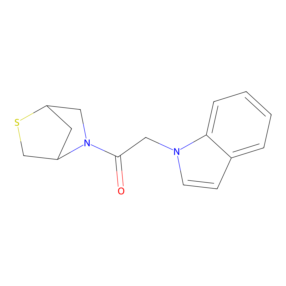 1-(2-thia-5-azabicyclo[2.2.1]heptan-5-yl)-2-(1H-indol-1-yl)ethanone molecular structure, CAS 2034379-52-5