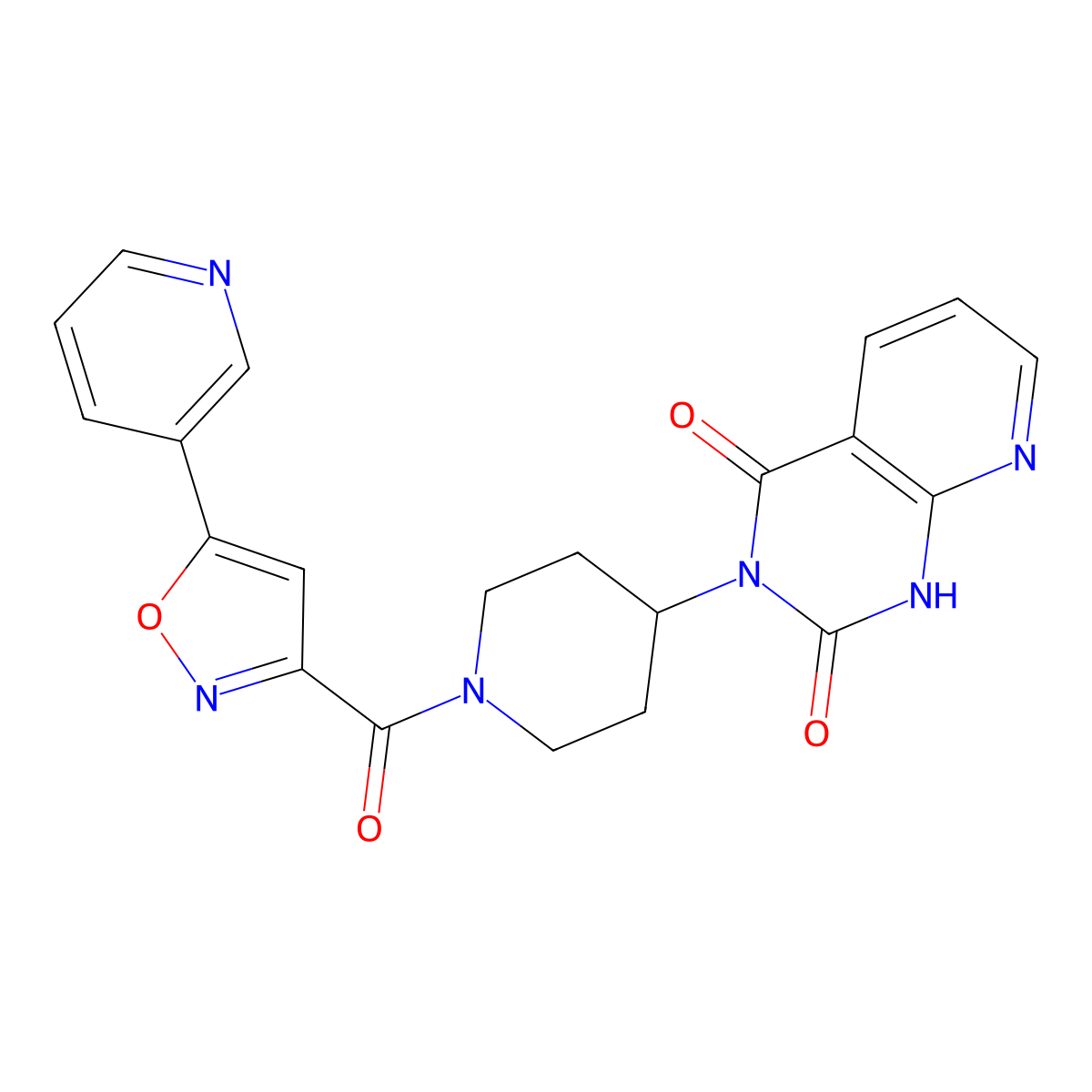 3-(1-(5-(pyridin-3-yl)isoxazole-3-carbonyl)piperidin-4-yl)pyrido[2,3-d]pyrimidine-2,4(1H,3H)-dione molecular structure, CAS 2034379-64-9