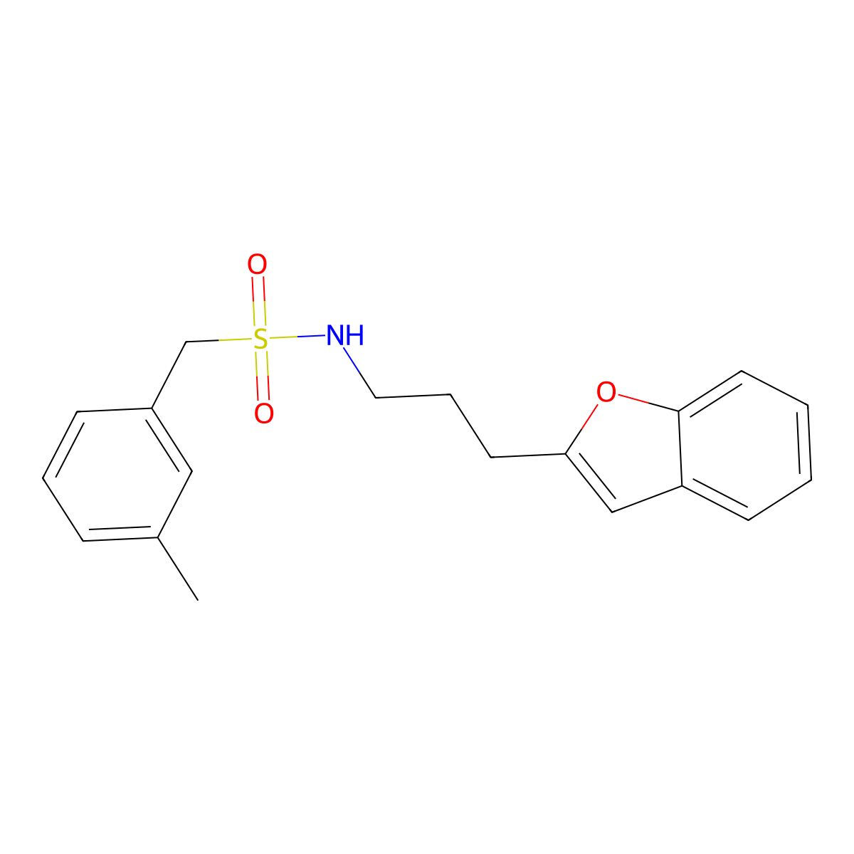 N-(3-(benzofuran-2-yl)propyl)-1-(m-tolyl)methanesulfonamide molecular structure, CAS 2034379-77-4