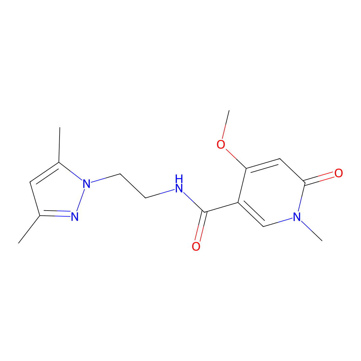 N-[2-(3,5-dimethyl-1H-pyrazol-1-yl)ethyl]-4-methoxy-1-methyl-6-oxo-1,6-dihydropyridine-3-carboxamide molecular structure, CAS 2034379-80-9