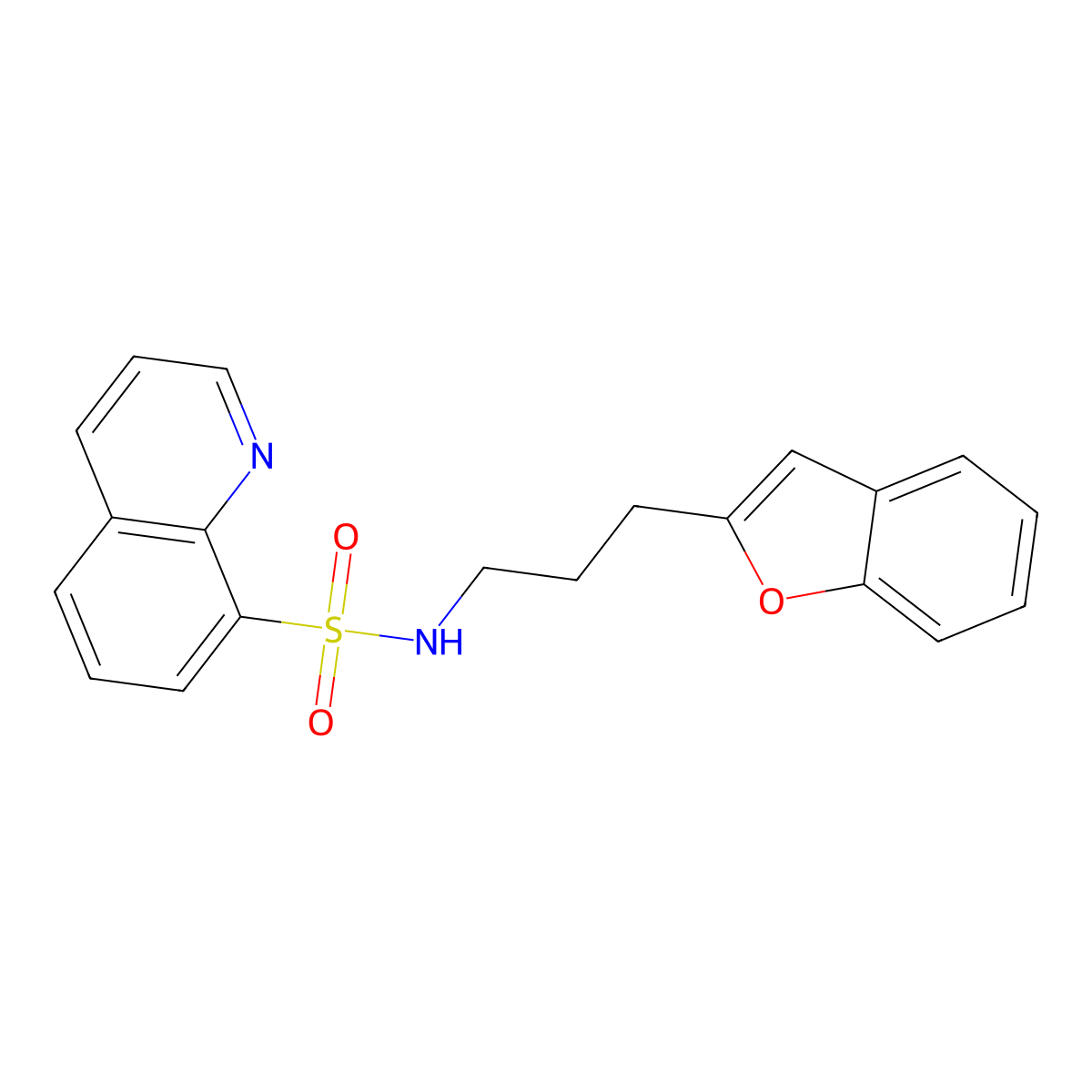 N-(3-(benzofuran-2-yl)propyl)quinoline-8-sulfonamide molecular structure, CAS 2034379-86-5