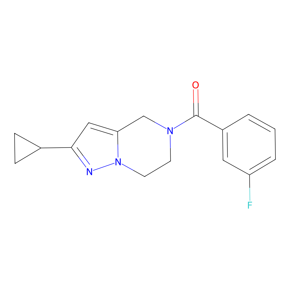 (2-cyclopropyl-6,7-dihydropyrazolo[1,5-a]pyrazin-5(4H)-yl)(3-fluorophenyl)methanone molecular structure, CAS 2034379-87-6