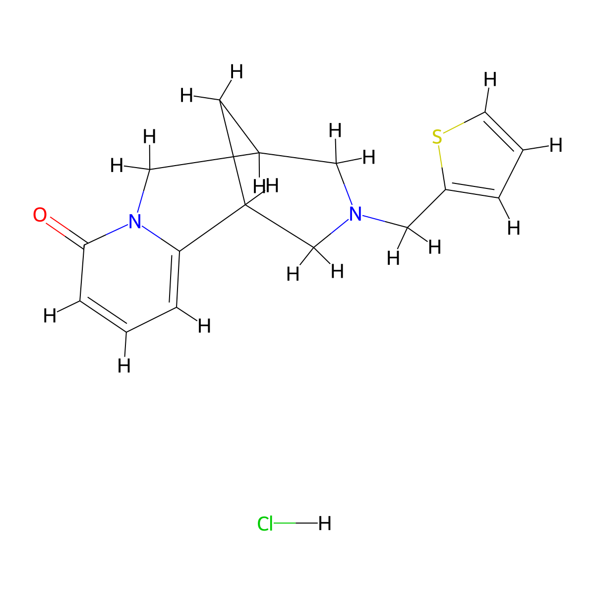 3-(thiophen-2-ylmethyl)-3,4,5,6-tetrahydro-1H-1,5-methanopyrido[1,2-a][1,5]diazocin-8(2H)-one hydrochloride molecular structure, CAS 2034380-00-0