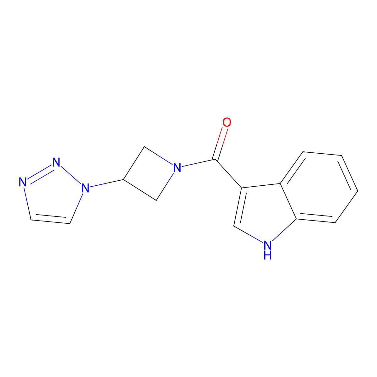 3-[3-(1H-1,2,3-triazol-1-yl)azetidine-1-carbonyl]-1H-indole molecular structure, CAS 2034380-01-1