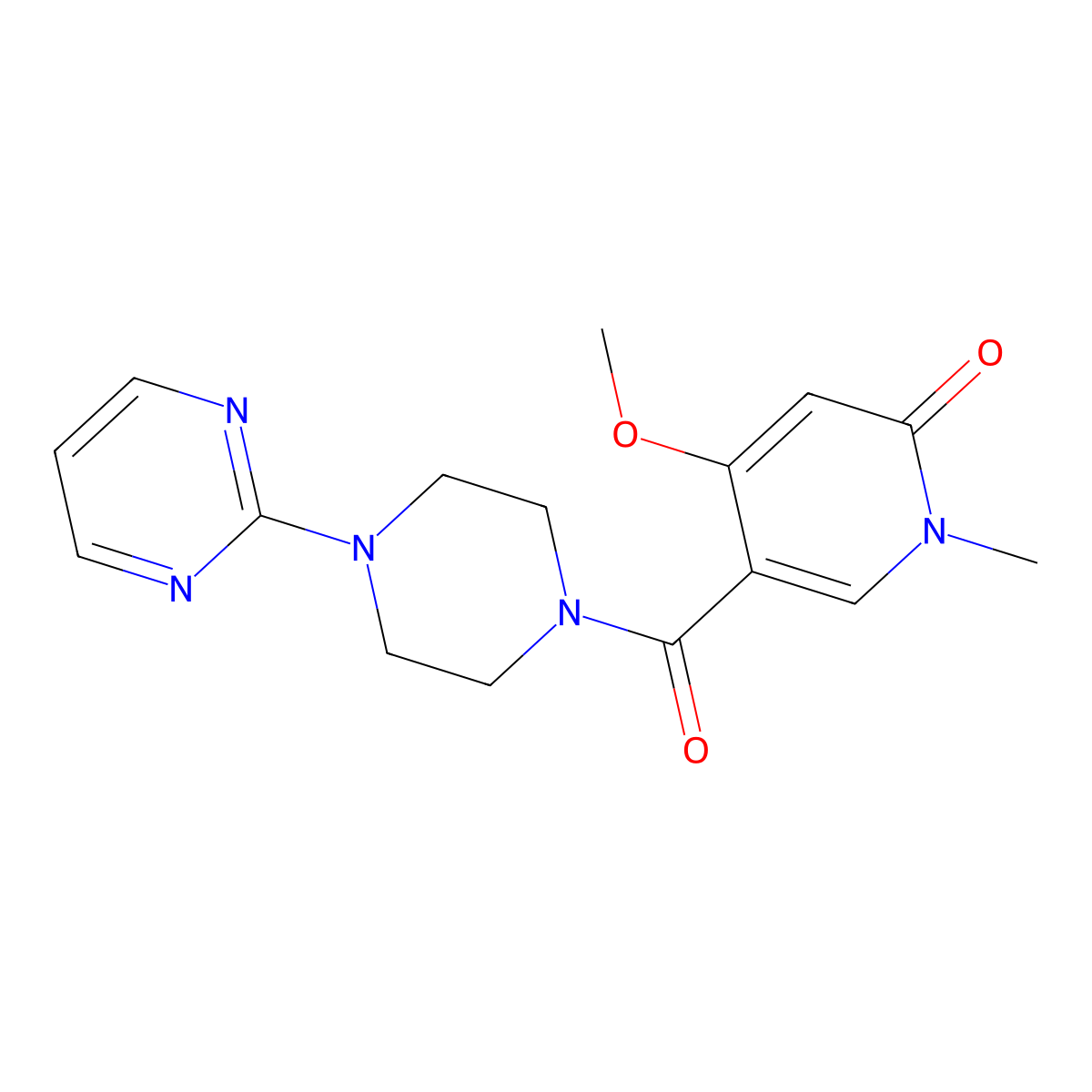 4-methoxy-1-methyl-5-(4-(pyrimidin-2-yl)piperazine-1-carbonyl)pyridin-2(1H)-one molecular structure, CAS 2034380-08-8