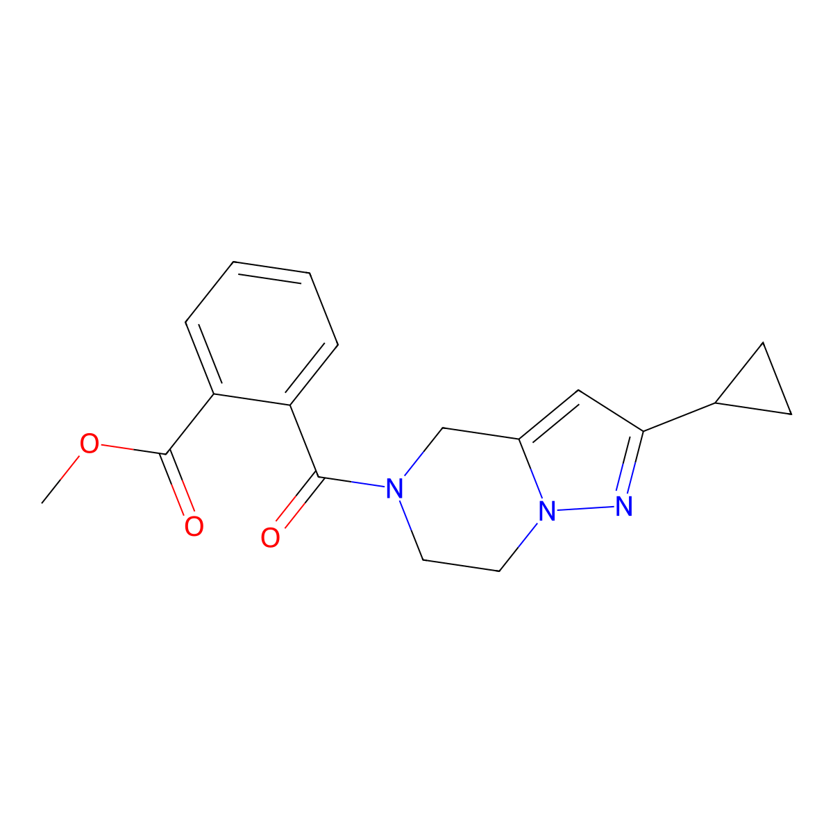 Methyl 2-(2-cyclopropyl-4,5,6,7-tetrahydropyrazolo[1,5-a]pyrazine-5-carbonyl)benzoate molecular structure, CAS 2034380-09-9