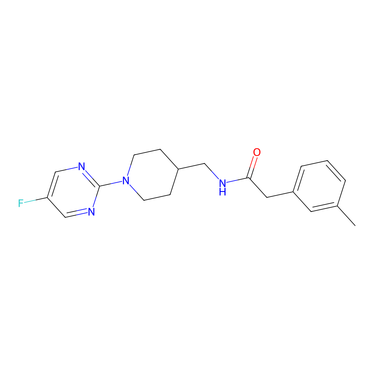 N-((1-(5-fluoropyrimidin-2-yl)piperidin-4-yl)methyl)-2-(m-tolyl)acetamide molecular structure, CAS 2034380-12-4
