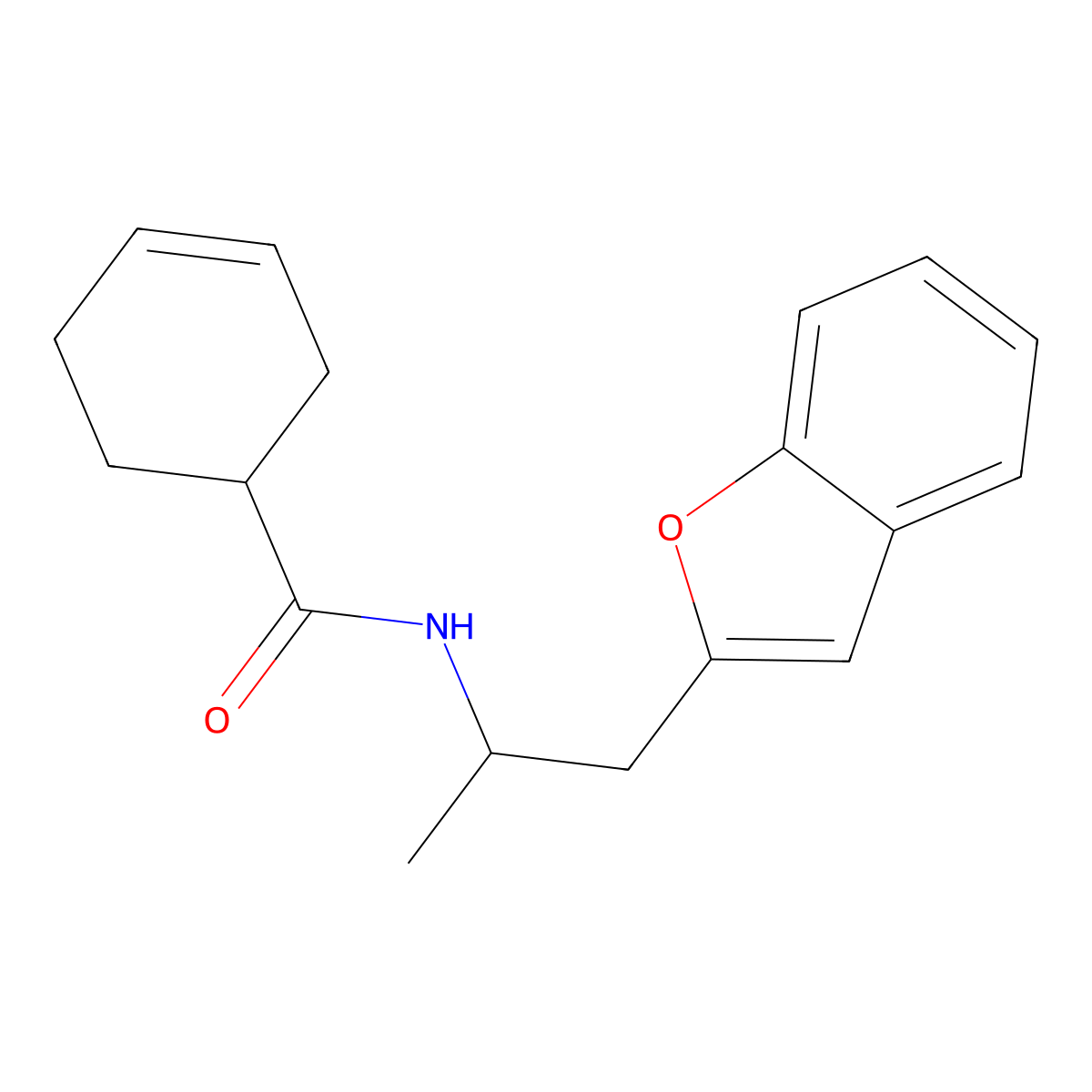 N-(1-(benzofuran-2-yl)propan-2-yl)cyclohex-3-enecarboxamide molecular structure, CAS 2034380-17-9