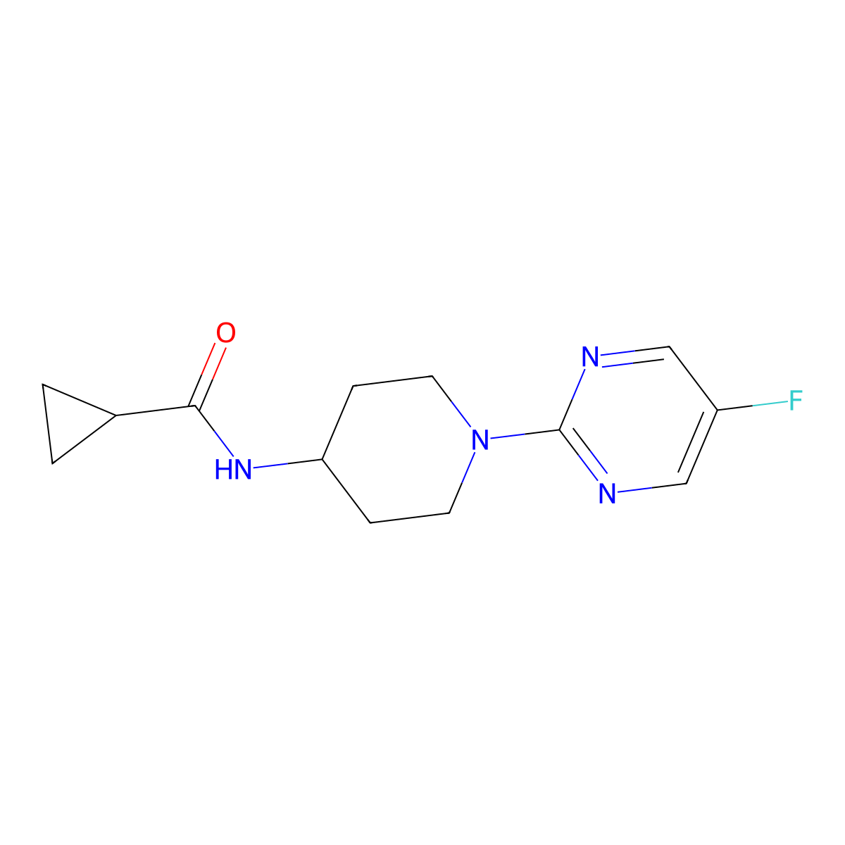 N-[1-(5-fluoropyrimidin-2-yl)piperidin-4-yl]cyclopropanecarboxamide molecular structure, CAS 2034380-23-7