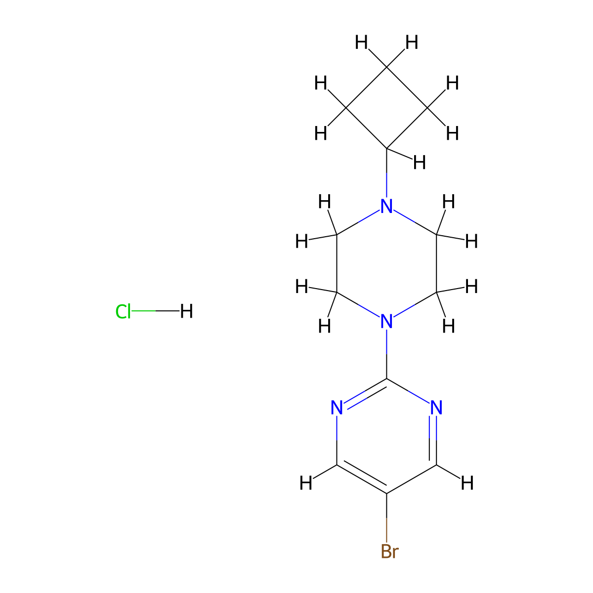 5-Bromo-2-(4-cyclobutylpiperazin-1-yl)pyrimidine hydrochloride molecular structure, CAS 2034380-27-1