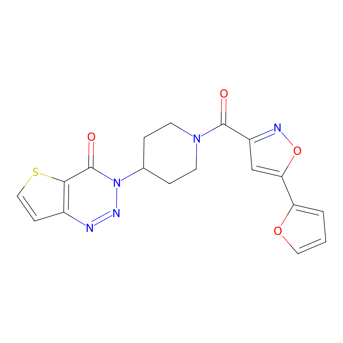 3-(1-(5-(furan-2-yl)isoxazole-3-carbonyl)piperidin-4-yl)thieno[3,2-d][1,2,3]triazin-4(3H)-one molecular structure, CAS 2034380-28-2