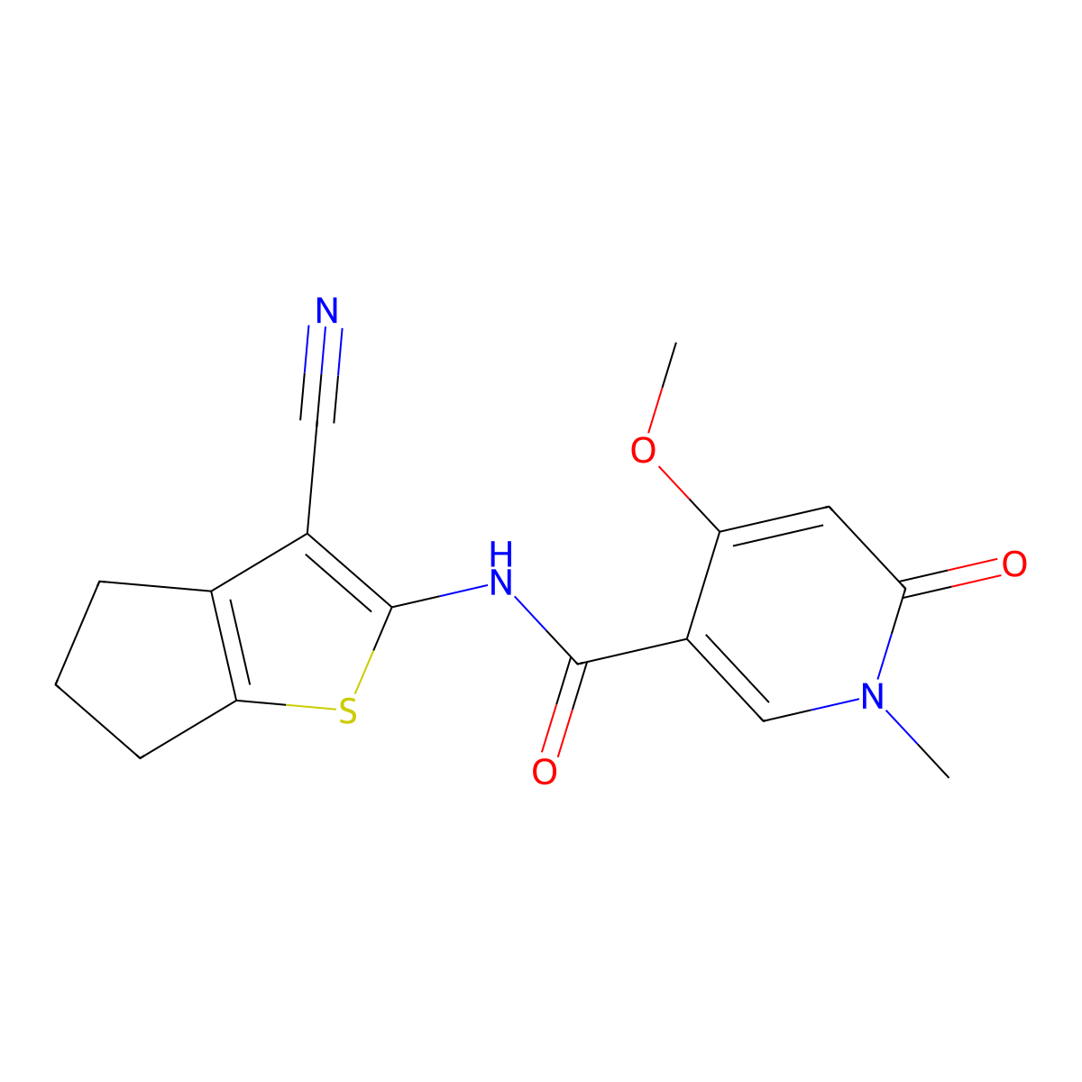 N-(3-cyano-5,6-dihydro-4H-cyclopenta[b]thiophen-2-yl)-4-methoxy-1-methyl-6-oxo-1,6-dihydropyridine-3-carboxamide molecular structure, CAS 2034380-32-8