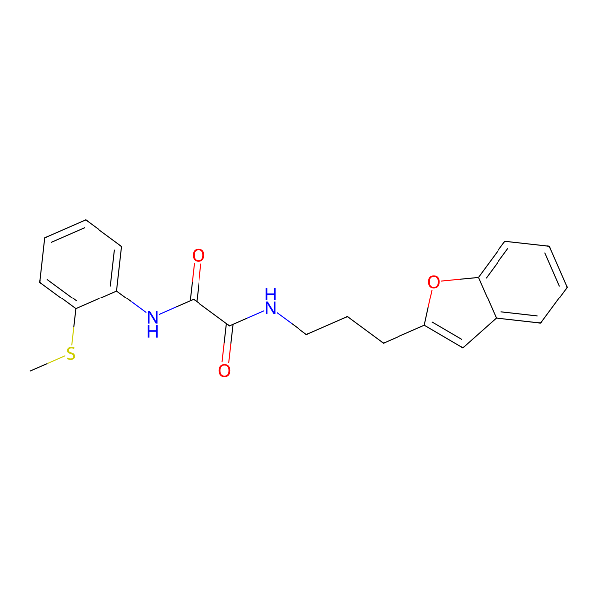 N1-(3-(benzofuran-2-yl)propyl)-N2-(2-(methylthio)phenyl)oxalamide molecular structure, CAS 2034380-34-0