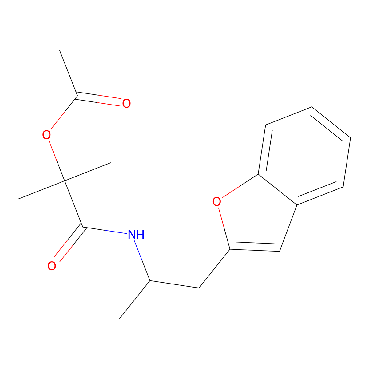 1-((1-(Benzofuran-2-yl)propan-2-yl)amino)-2-methyl-1-oxopropan-2-yl acetate molecular structure, CAS 2034380-38-4