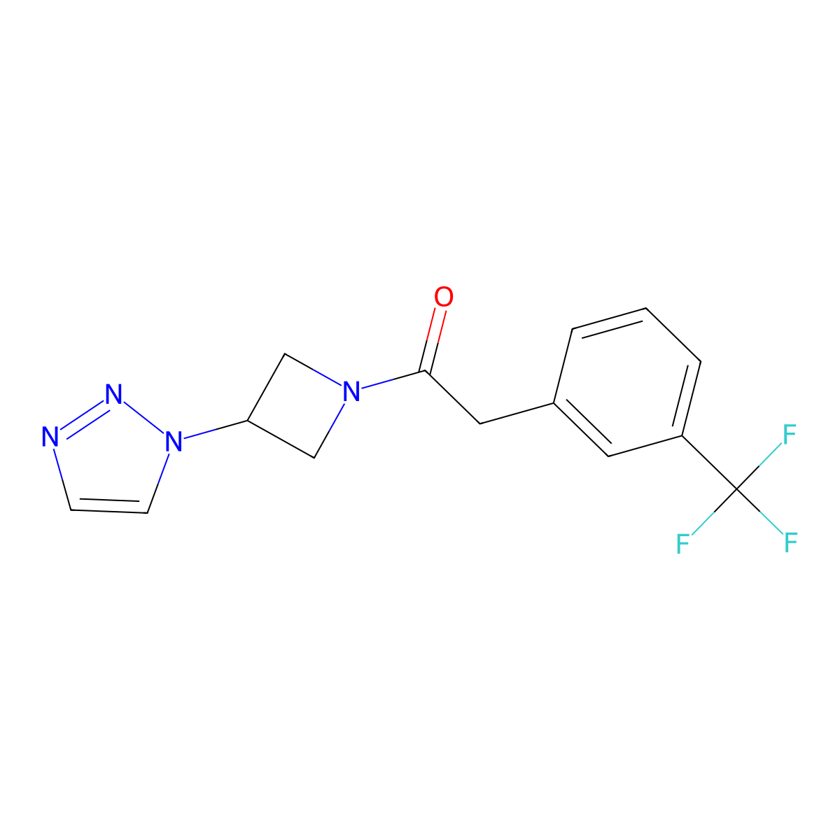 1-(3-(1H-1,2,3-triazol-1-yl)azetidin-1-yl)-2-(3-(trifluoromethyl)phenyl)ethanone molecular structure, CAS 2034380-39-5