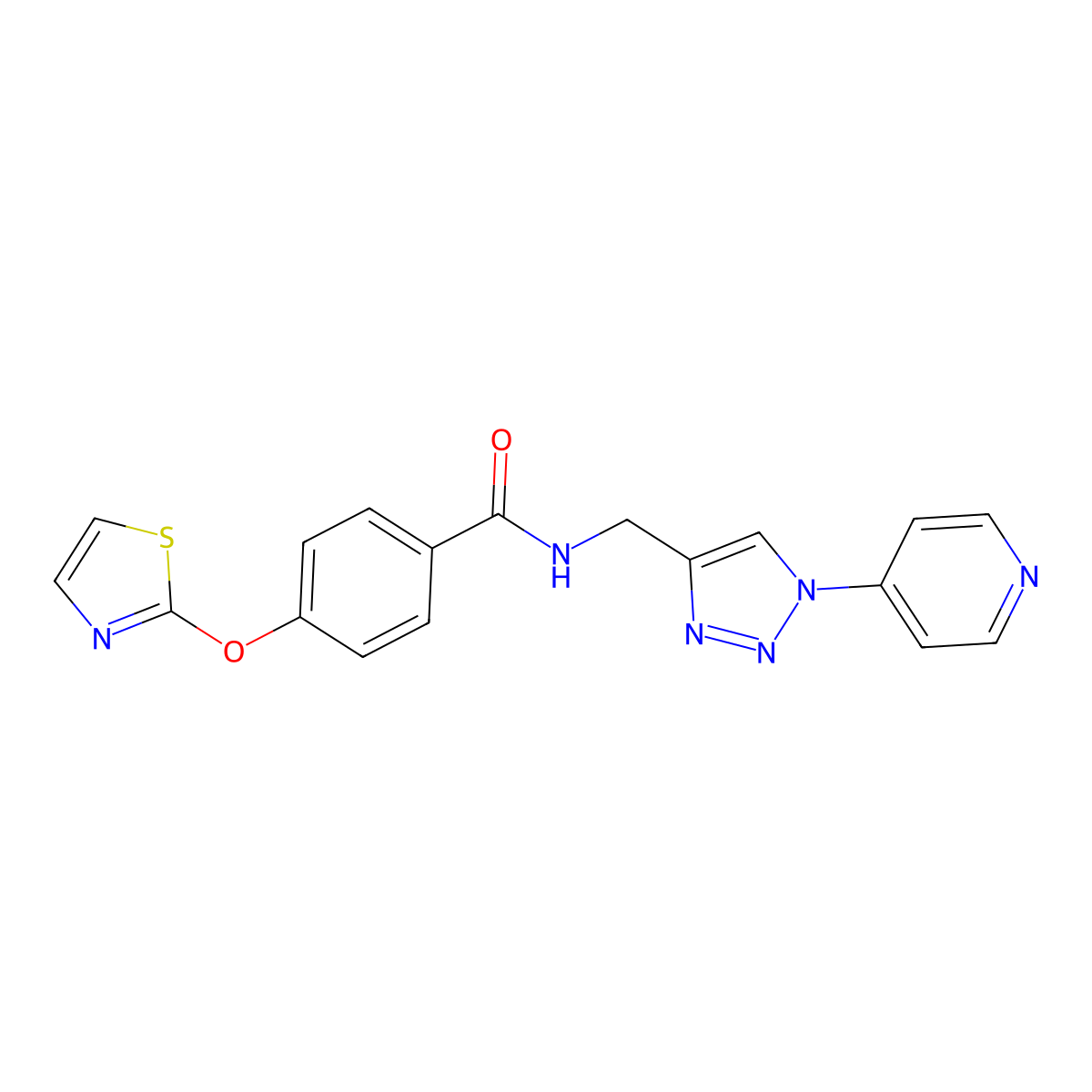 N-((1-(pyridin-4-yl)-1H-1,2,3-triazol-4-yl)methyl)-4-(thiazol-2-yloxy)benzamide molecular structure, CAS 2034380-41-9