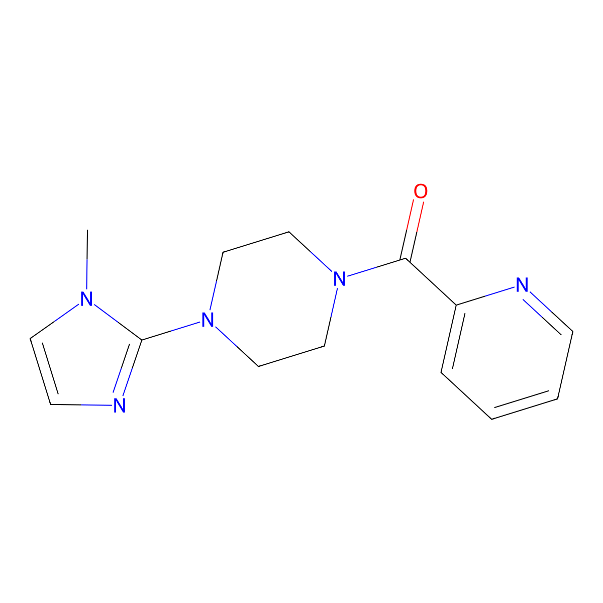(4-(1-methyl-1H-imidazol-2-yl)piperazin-1-yl)(pyridin-2-yl)methanone molecular structure, CAS 2034380-42-0