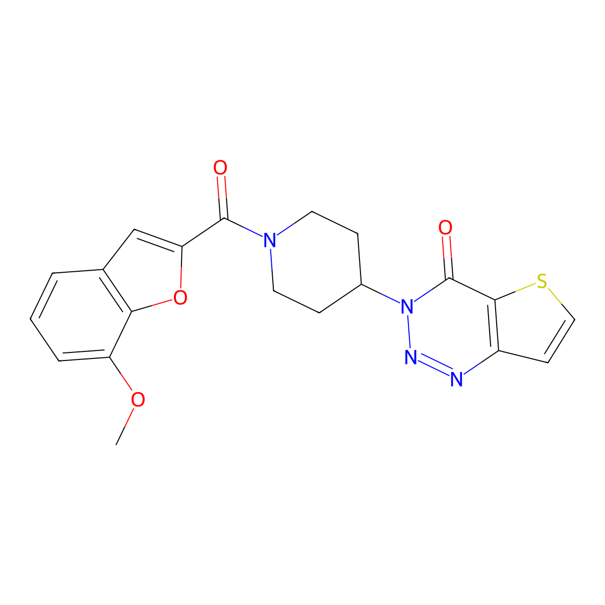 3-(1-(7-methoxybenzofuran-2-carbonyl)piperidin-4-yl)thieno[3,2-d][1,2,3]triazin-4(3H)-one molecular structure, CAS 2034380-43-1