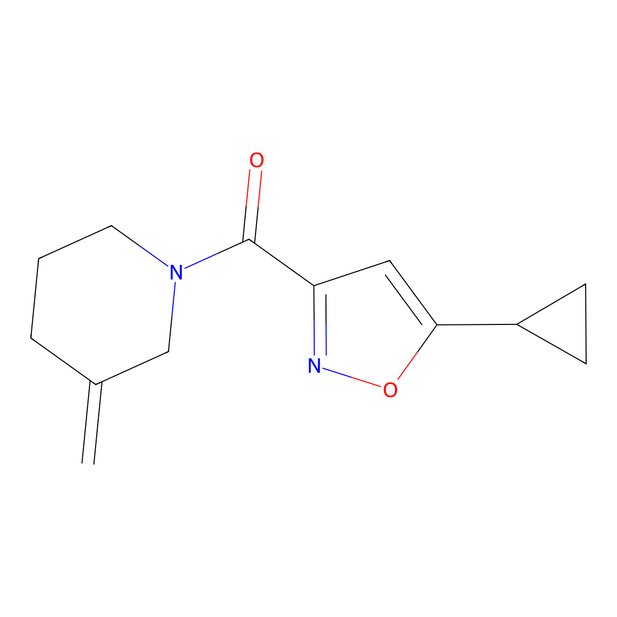 (5-Cyclopropylisoxazol-3-yl)(3-methylenepiperidin-1-yl)methanone molecular structure, CAS 2034380-77-1