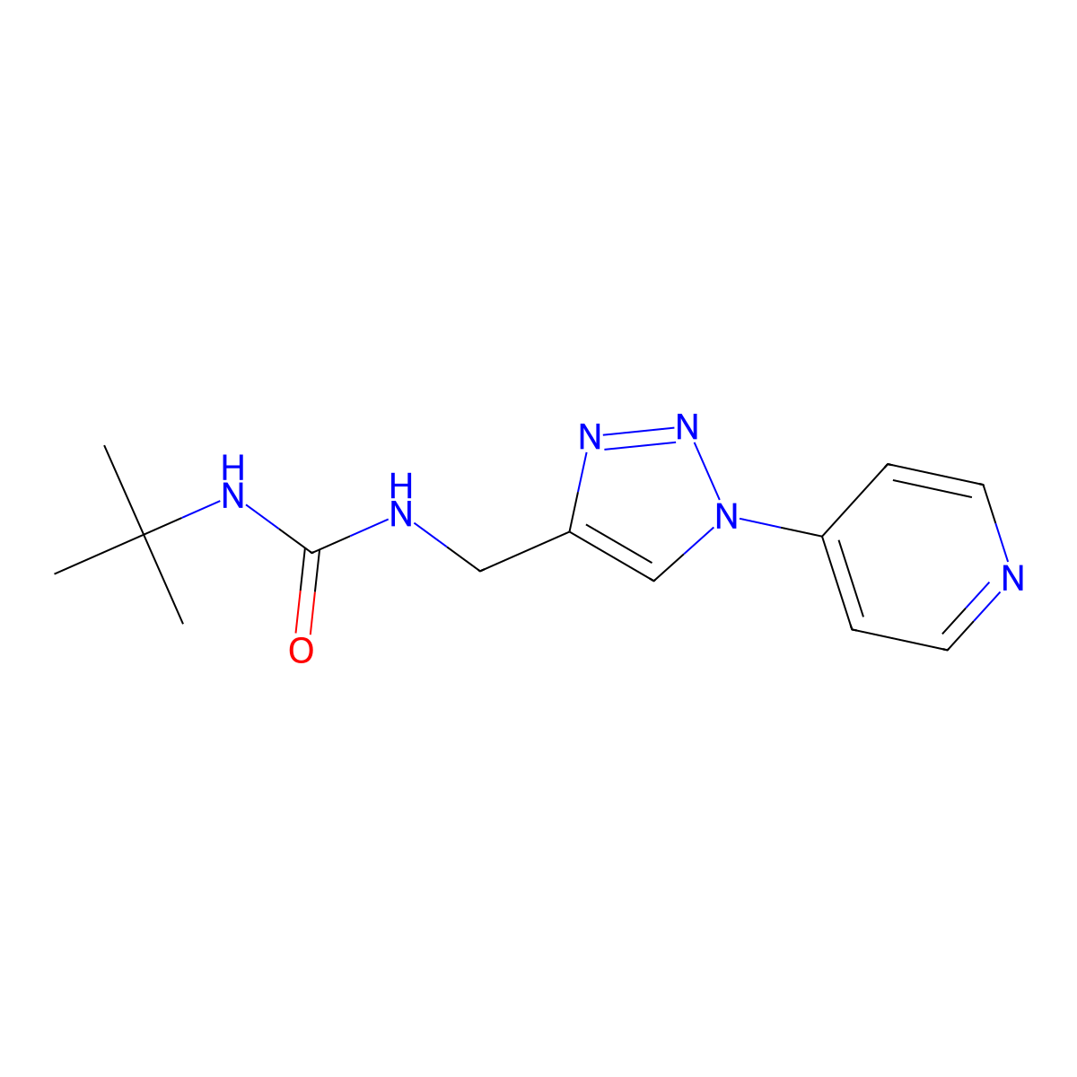 1-(tert-butyl)-3-((1-(pyridin-4-yl)-1H-1,2,3-triazol-4-yl)methyl)urea molecular structure, CAS 2034380-78-2