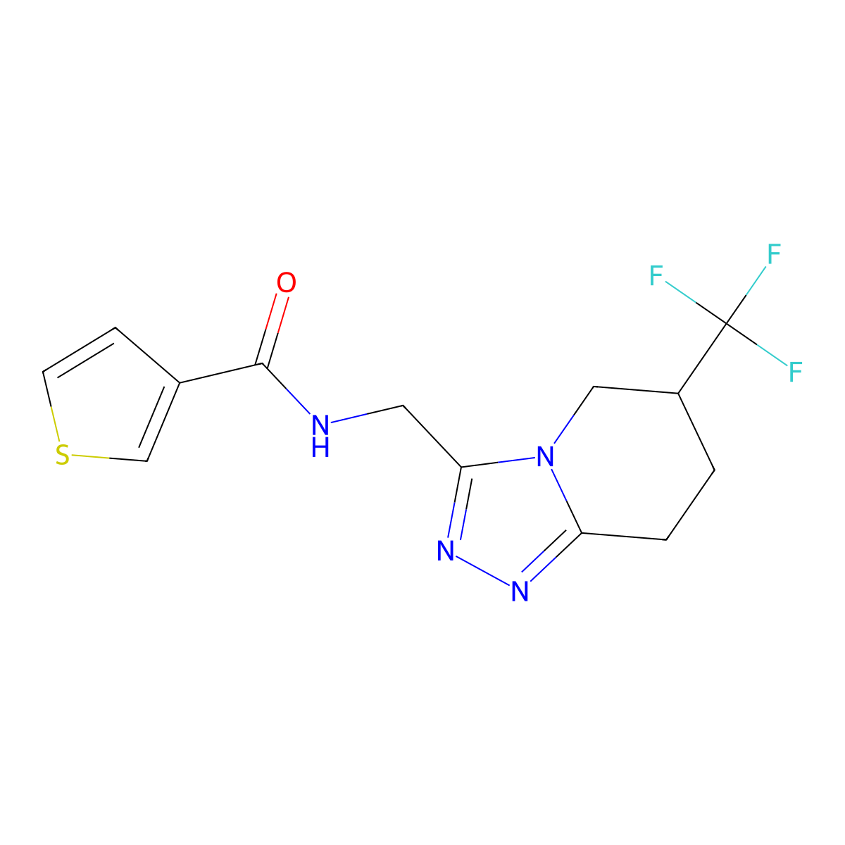 N-((6-(trifluoromethyl)-5,6,7,8-tetrahydro-[1,2,4]triazolo[4,3-a]pyridin-3-yl)methyl)thiophene-3-carboxamide molecular structure, CAS 2034380-83-9