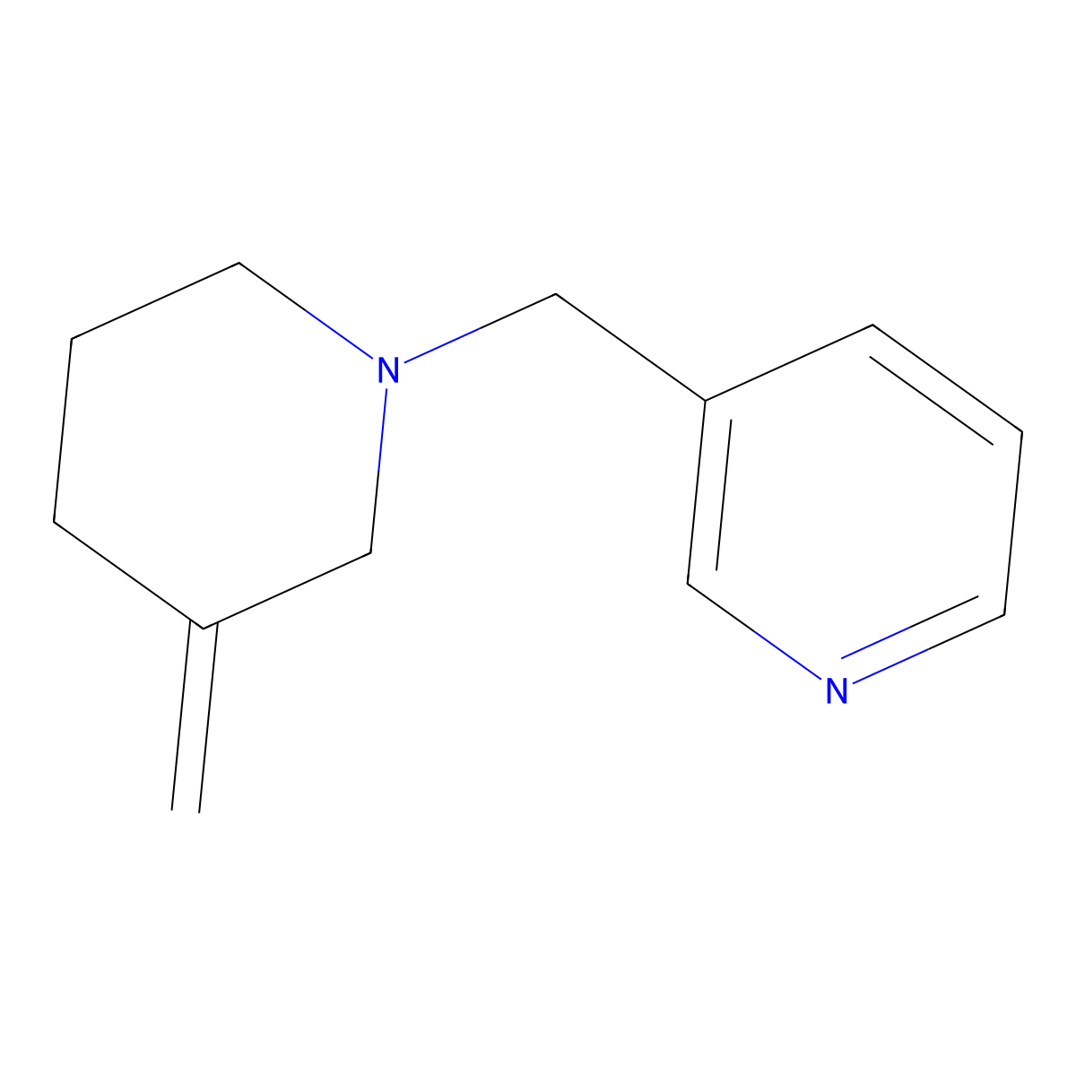 3-((3-Methylenepiperidin-1-yl)methyl)pyridine molecular structure, CAS 2034380-86-2