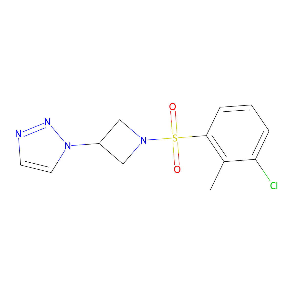 1-(1-((3-chloro-2-methylphenyl)sulfonyl)azetidin-3-yl)-1H-1,2,3-triazole molecular structure, CAS 2034380-91-9