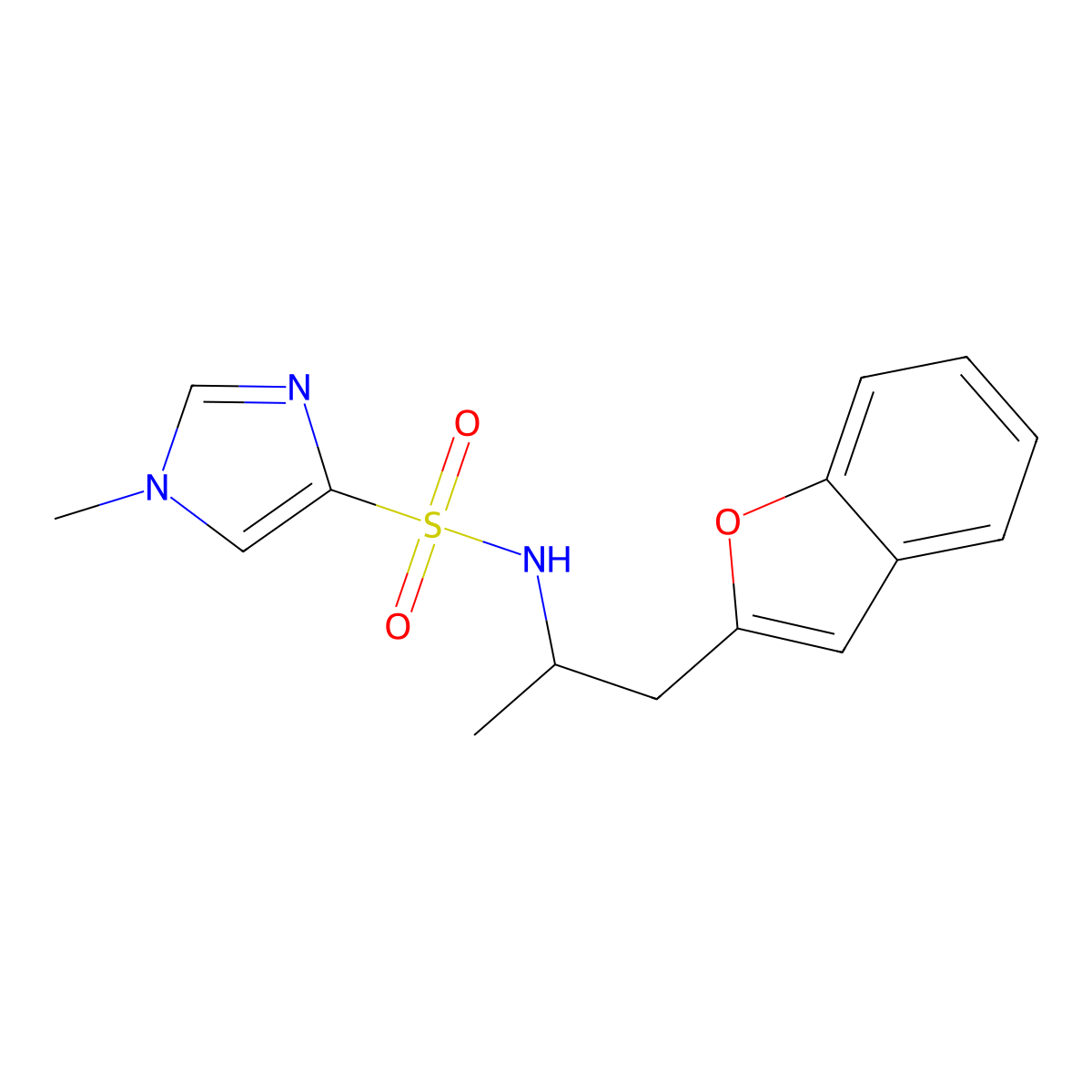 N-(1-(benzofuran-2-yl)propan-2-yl)-1-methyl-1H-imidazole-4-sulfonamide molecular structure, CAS 2034380-94-2