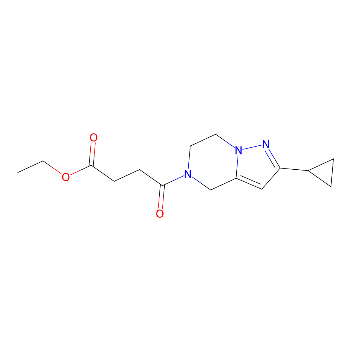 ethyl 4-(2-cyclopropyl-6,7-dihydropyrazolo[1,5-a]pyrazin-5(4H)-yl)-4-oxobutanoate molecular structure, CAS 2034380-98-6