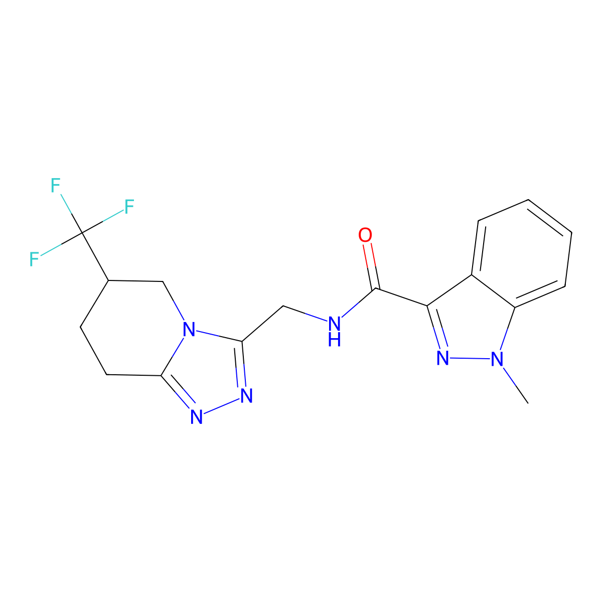 1-methyl-N-((6-(trifluoromethyl)-5,6,7,8-tetrahydro-[1,2,4]triazolo[4,3-a]pyridin-3-yl)methyl)-1H-indazole-3-carboxamide molecular structure, CAS 2034380-99-7