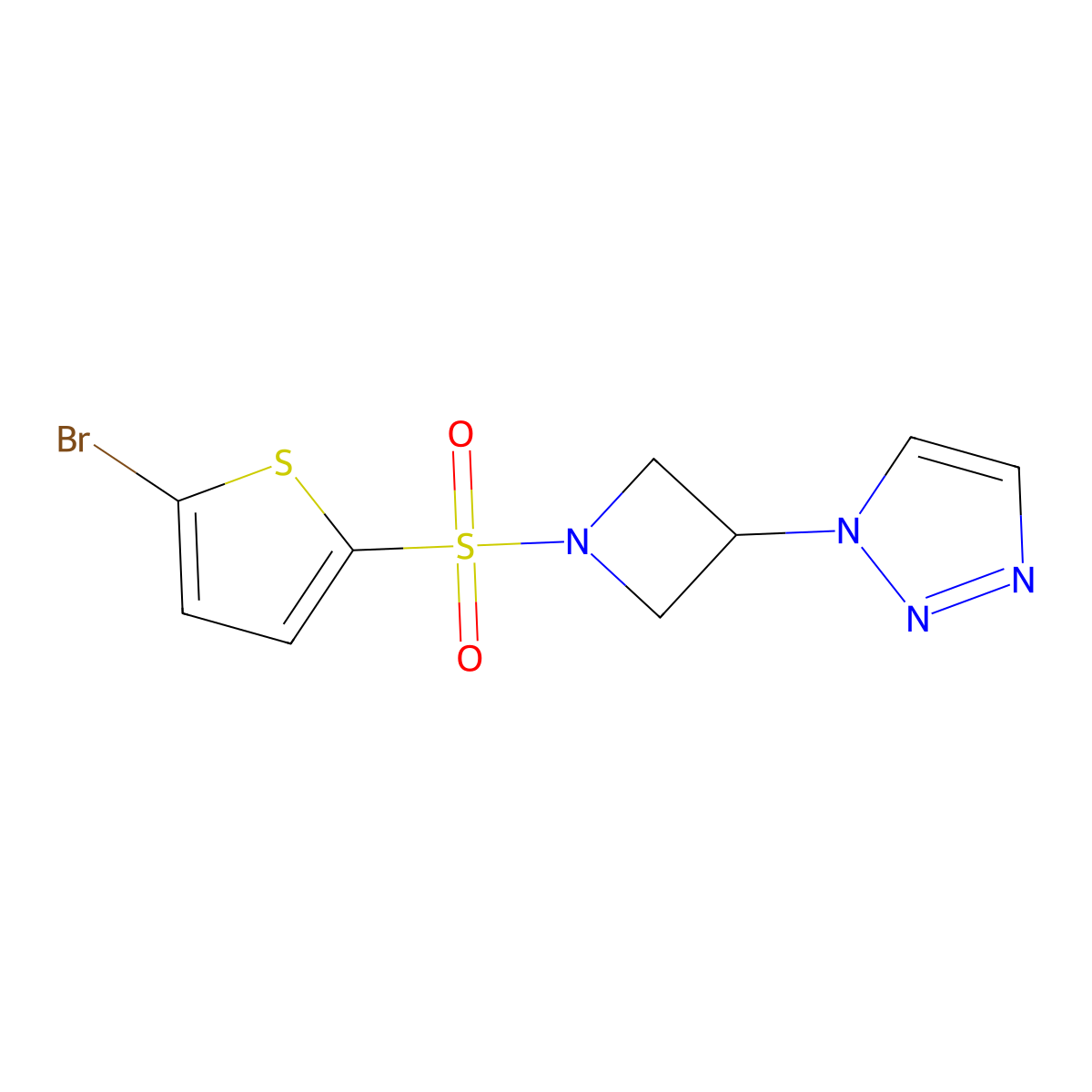 1-(1-((5-bromothiophen-2-yl)sulfonyl)azetidin-3-yl)-1H-1,2,3-triazole molecular structure, CAS 2034381-11-6