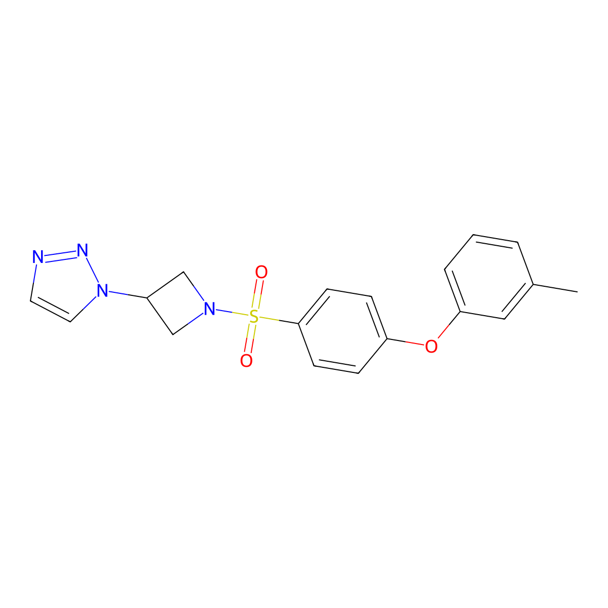 1-(1-((4-(m-tolyloxy)phenyl)sulfonyl)azetidin-3-yl)-1H-1,2,3-triazole molecular structure, CAS 2034381-18-3